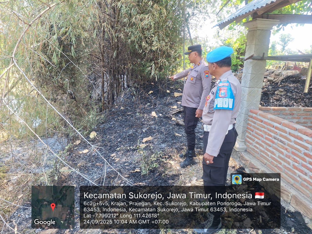 Kapolsek Sukorejo melakukan pengecekan hotspot titik api